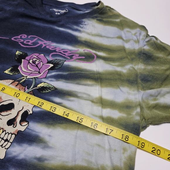 Ed Hardy Tie Dye T Shirt Women's S/M Multicoloured Skull Graphic Print Tee Y2K - Picture 5 of 6
